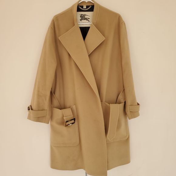 Burberry London Camel "Heronsby" Wool 78% Cashmere 22% Oversized Wrap Coat - Picture 4 of 17